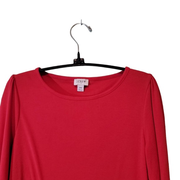J Crew Red Boho Pullover Crew Neck Long Sleeve Comfy Top Sz XS 4th of July - Picture 4 of 6